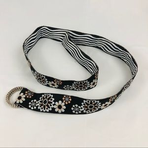 New Talbots Reversible Belt Floral Stripes Size M